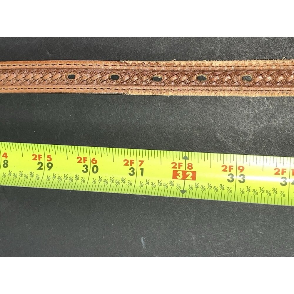 Vintage Mexican Leather Belt With Silver Decorative Buckle & Concho Sz 32 Alpaca - Picture 7 of 12